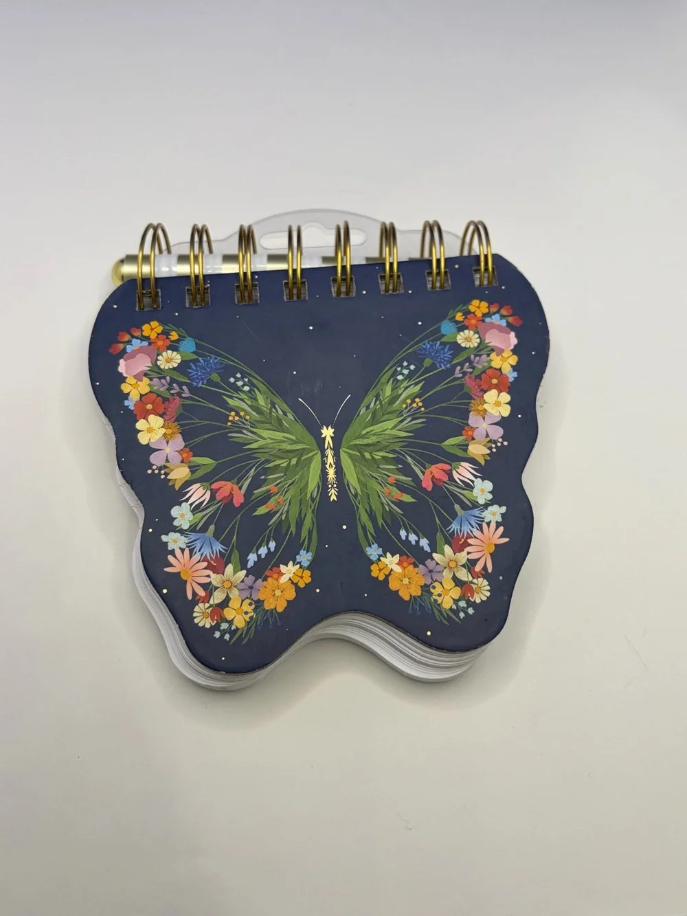 Butterfly Floral Spiral Notebook With Pen - Navy Cover - Picture 1 of 6